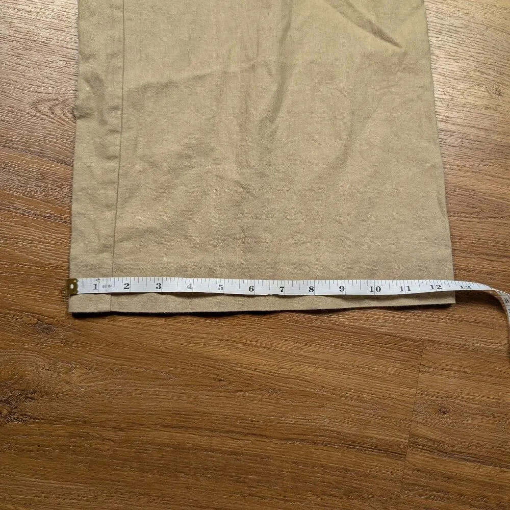 J. Crew V NEck Jumpsuit Women Size 4 Beige Linen Blend Wide Leg Cottagecore